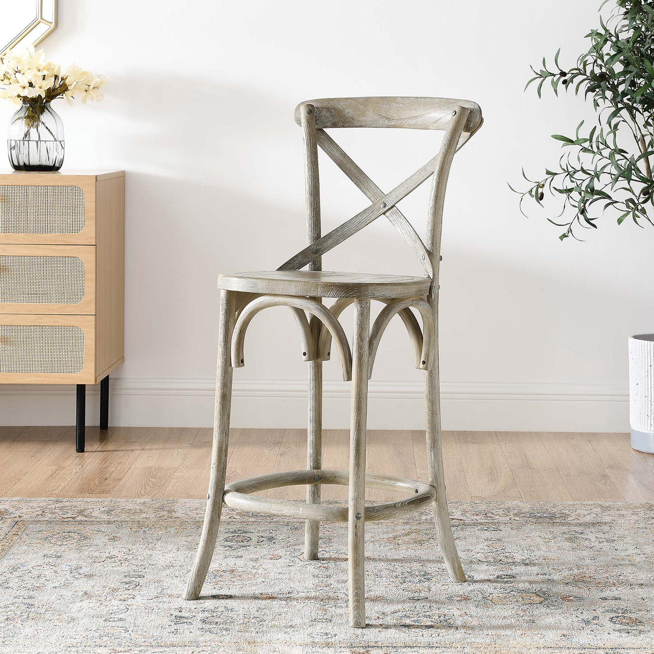 Countryside-Chic Counter Stool, Gray