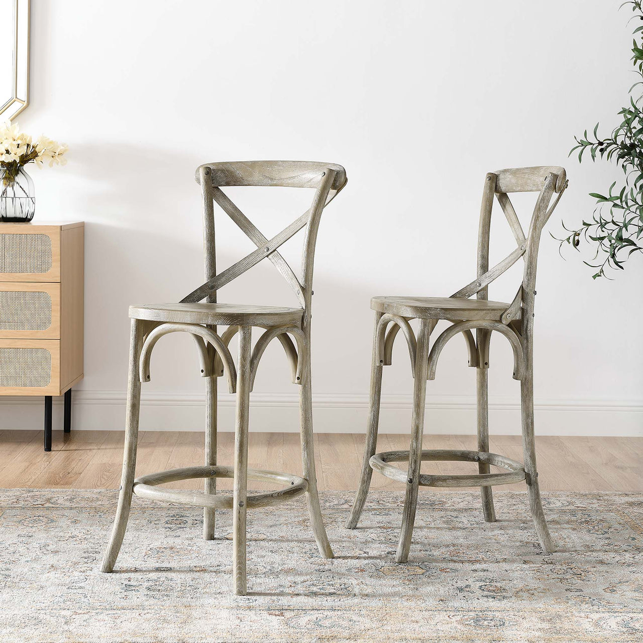 Countryside-Chic Counter Stool, Gray