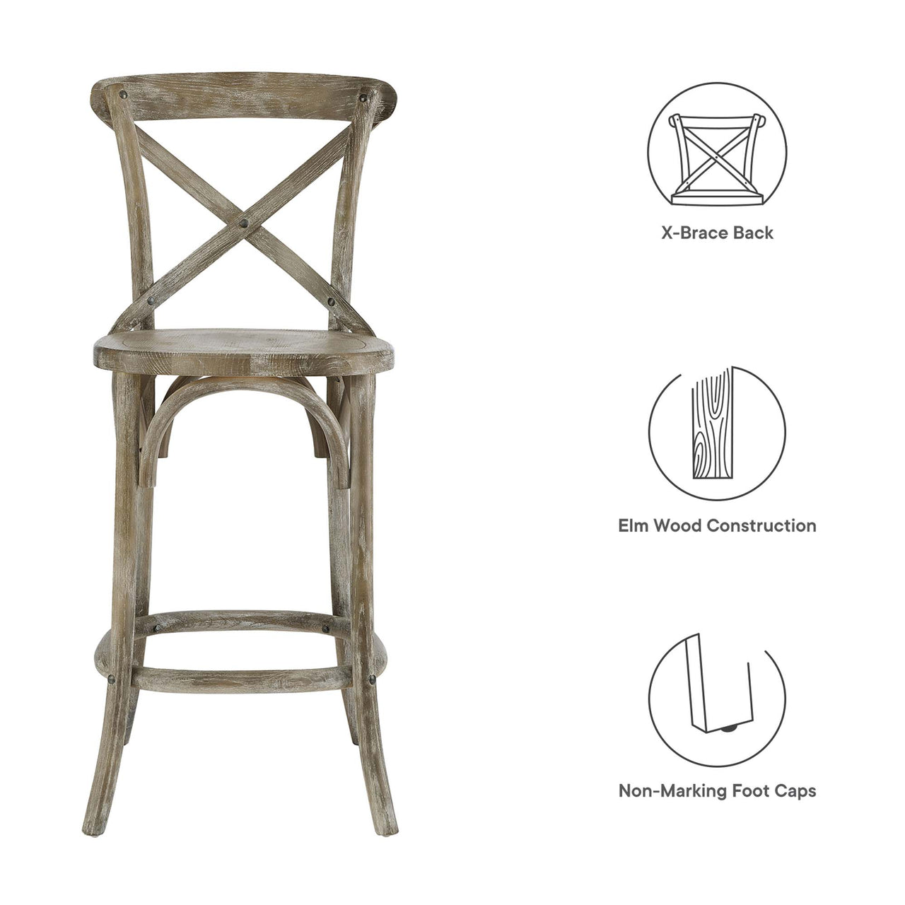 Countryside-Chic Counter Stool, Gray