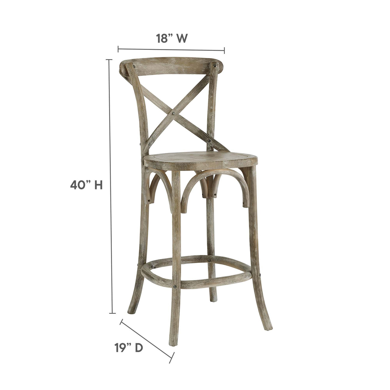 Countryside-Chic Counter Stool, Gray