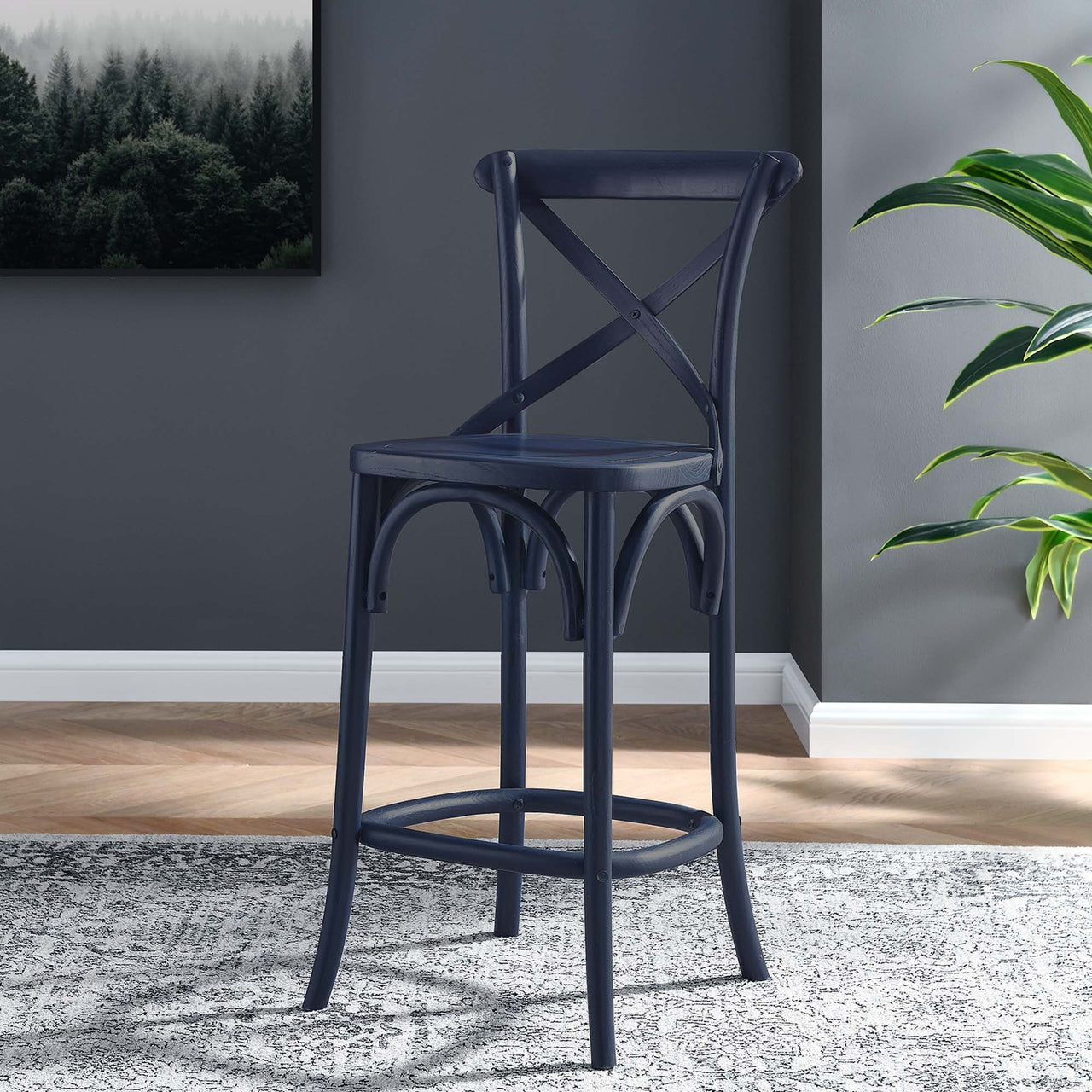 Countryside-Chic Counter Stool, Dark Blue