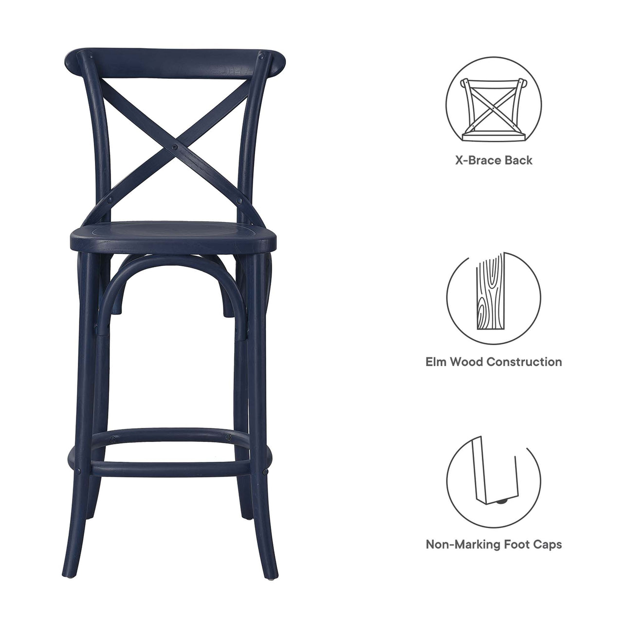 Countryside-Chic Counter Stool, Dark Blue