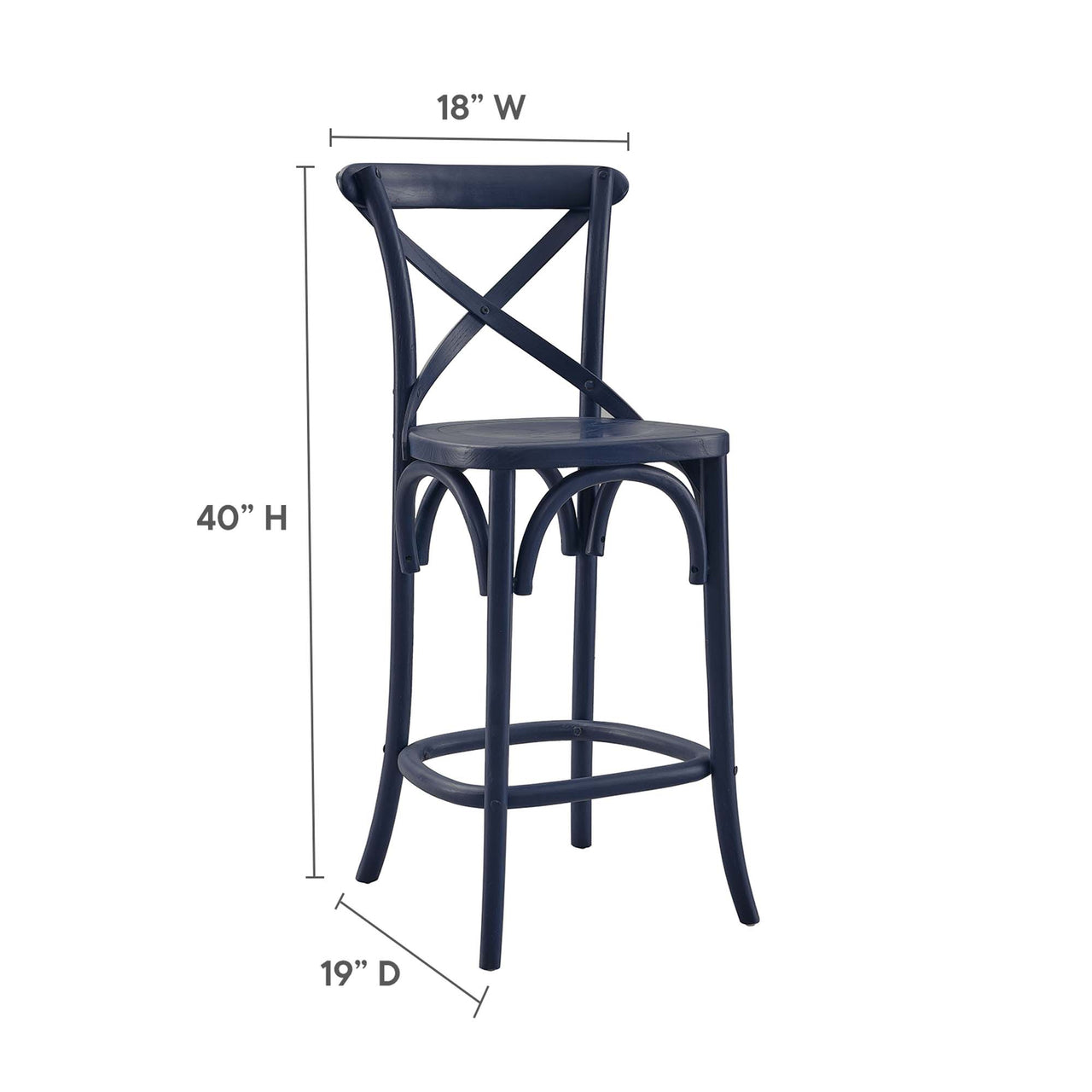 Countryside-Chic Counter Stool, Dark Blue