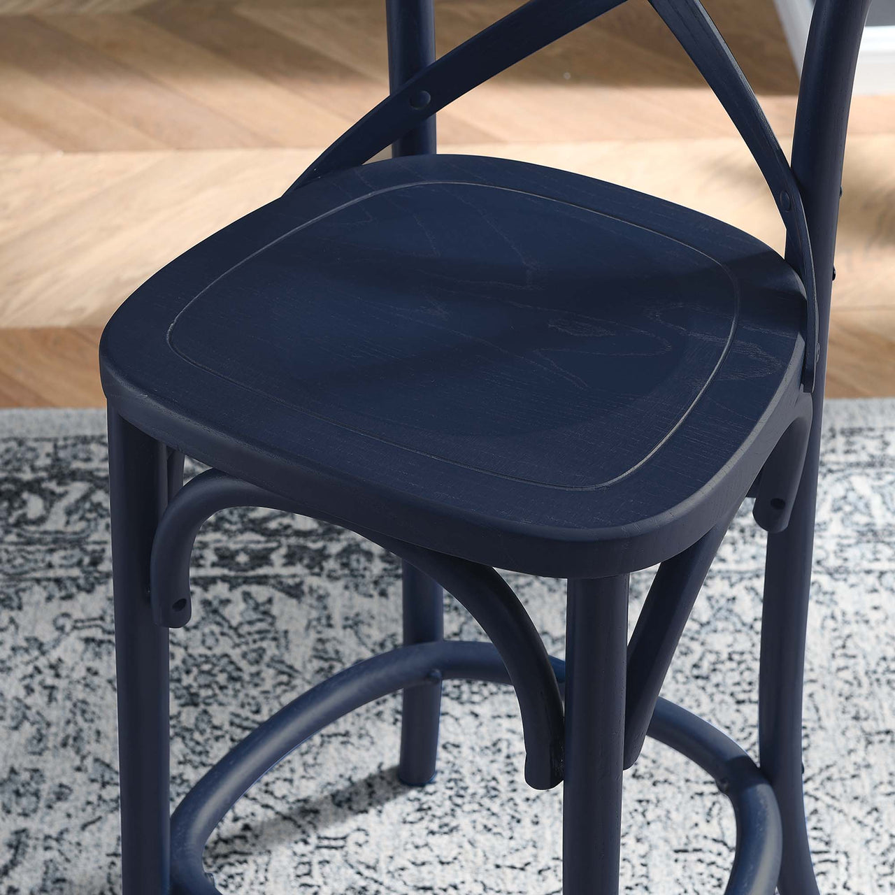 Countryside-Chic Counter Stool, Dark Blue