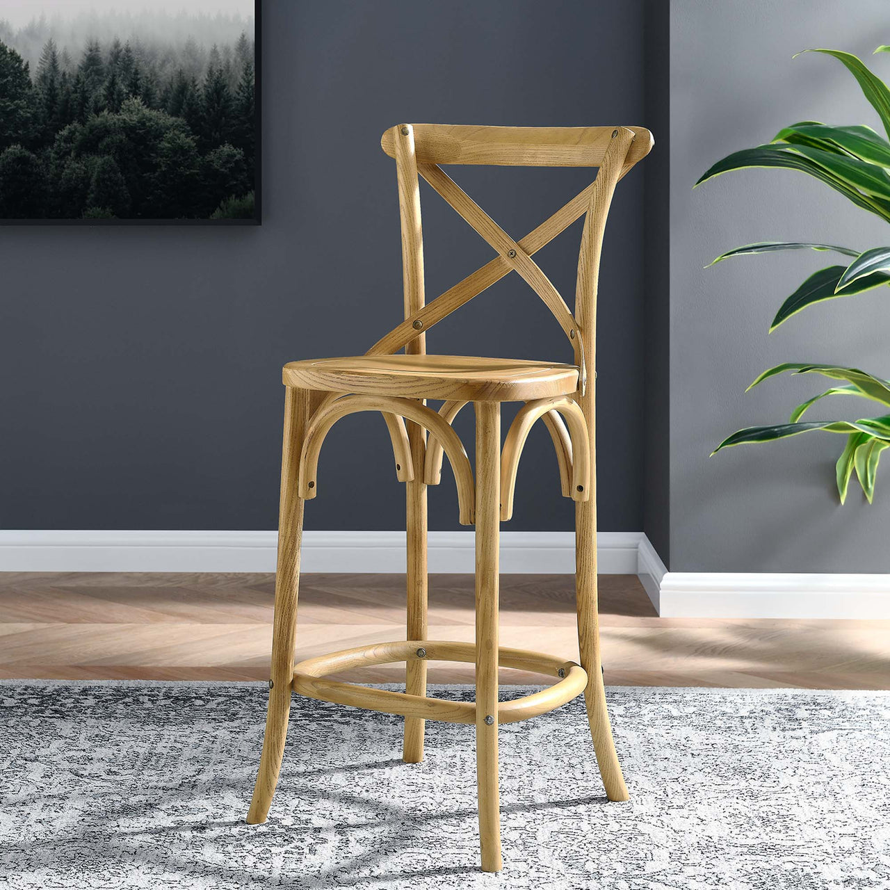 Countryside-Chic Counter Stool, Natural Wood