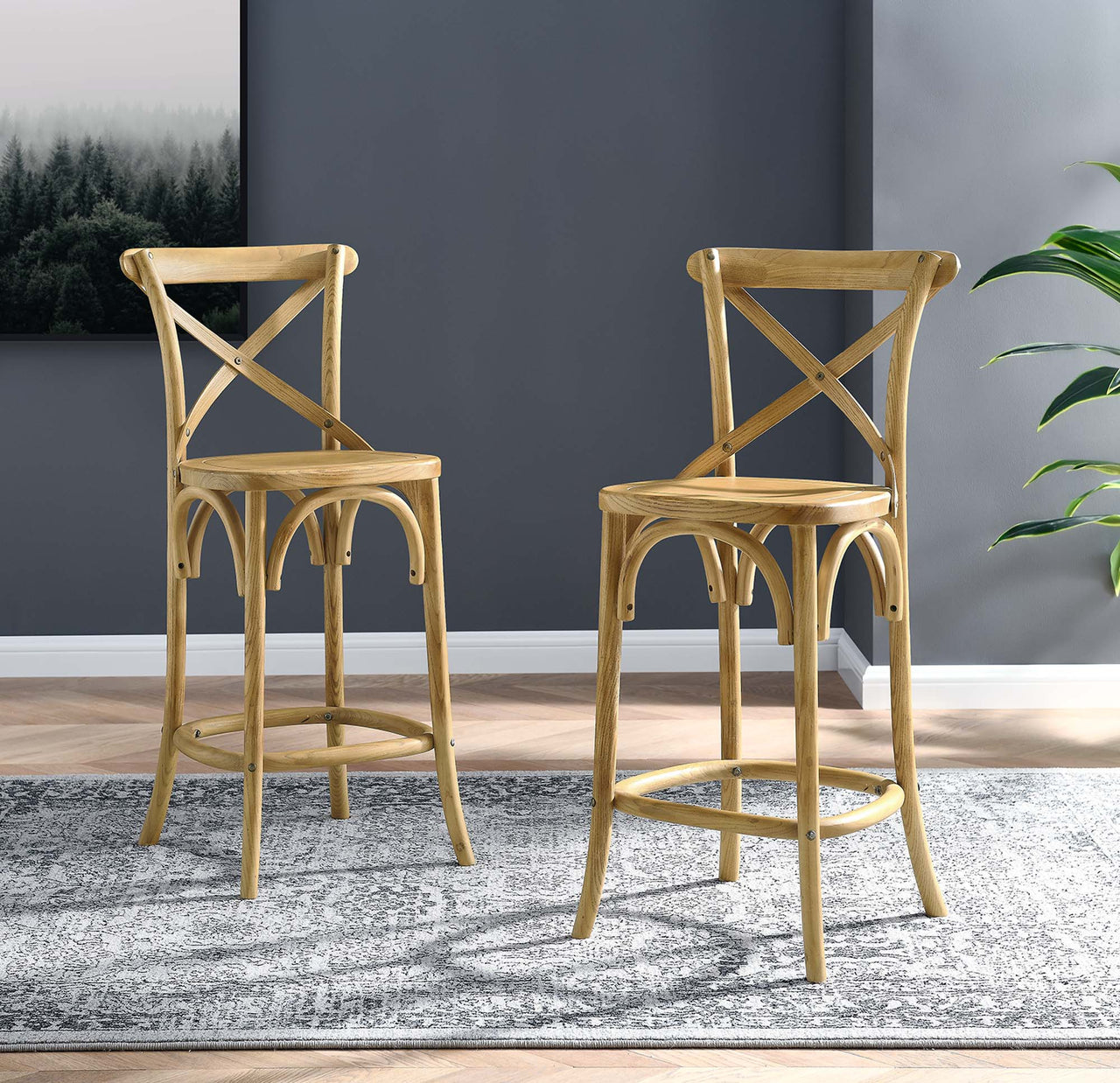 Countryside-Chic Counter Stool, Natural Wood