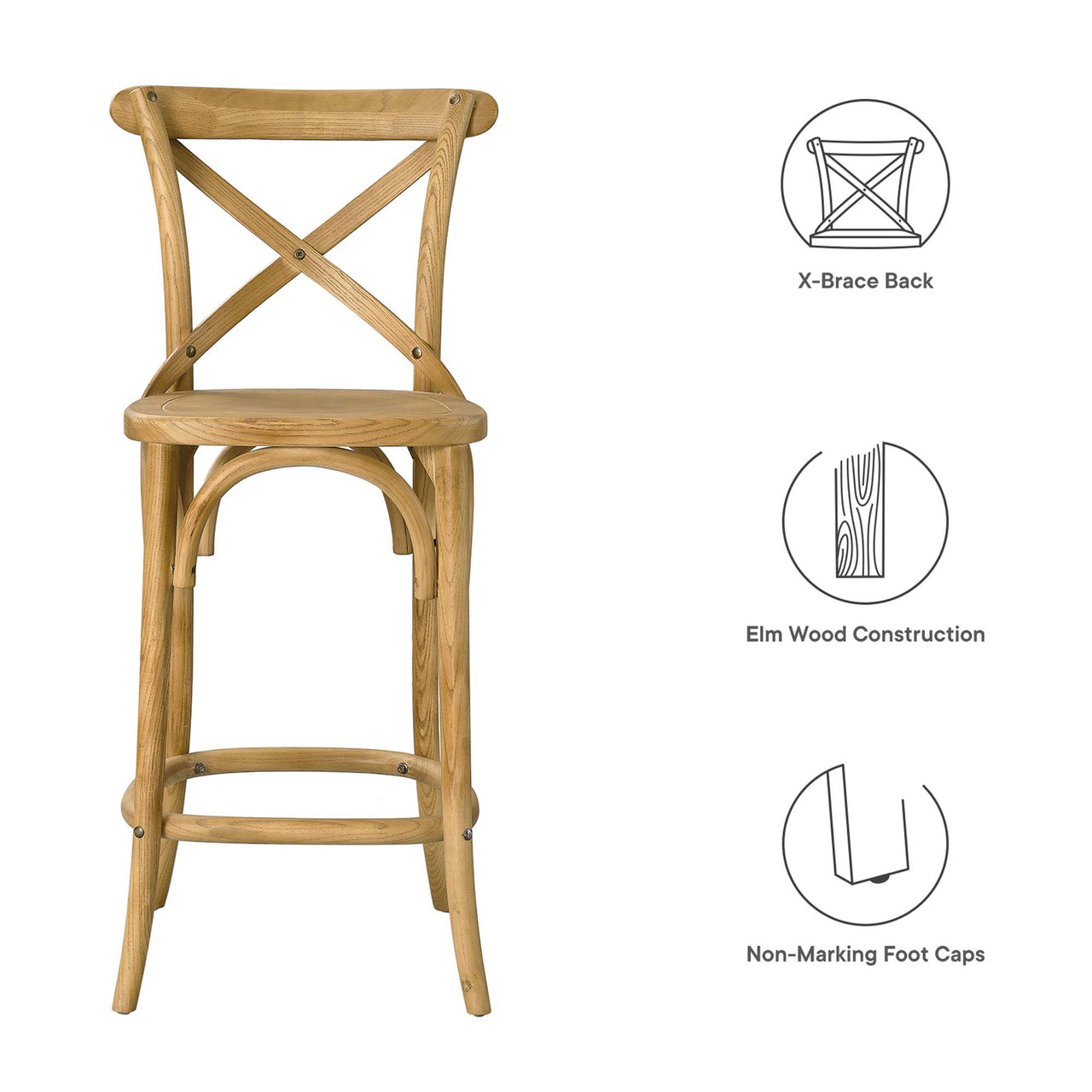 Countryside-Chic Counter Stool, Natural Wood
