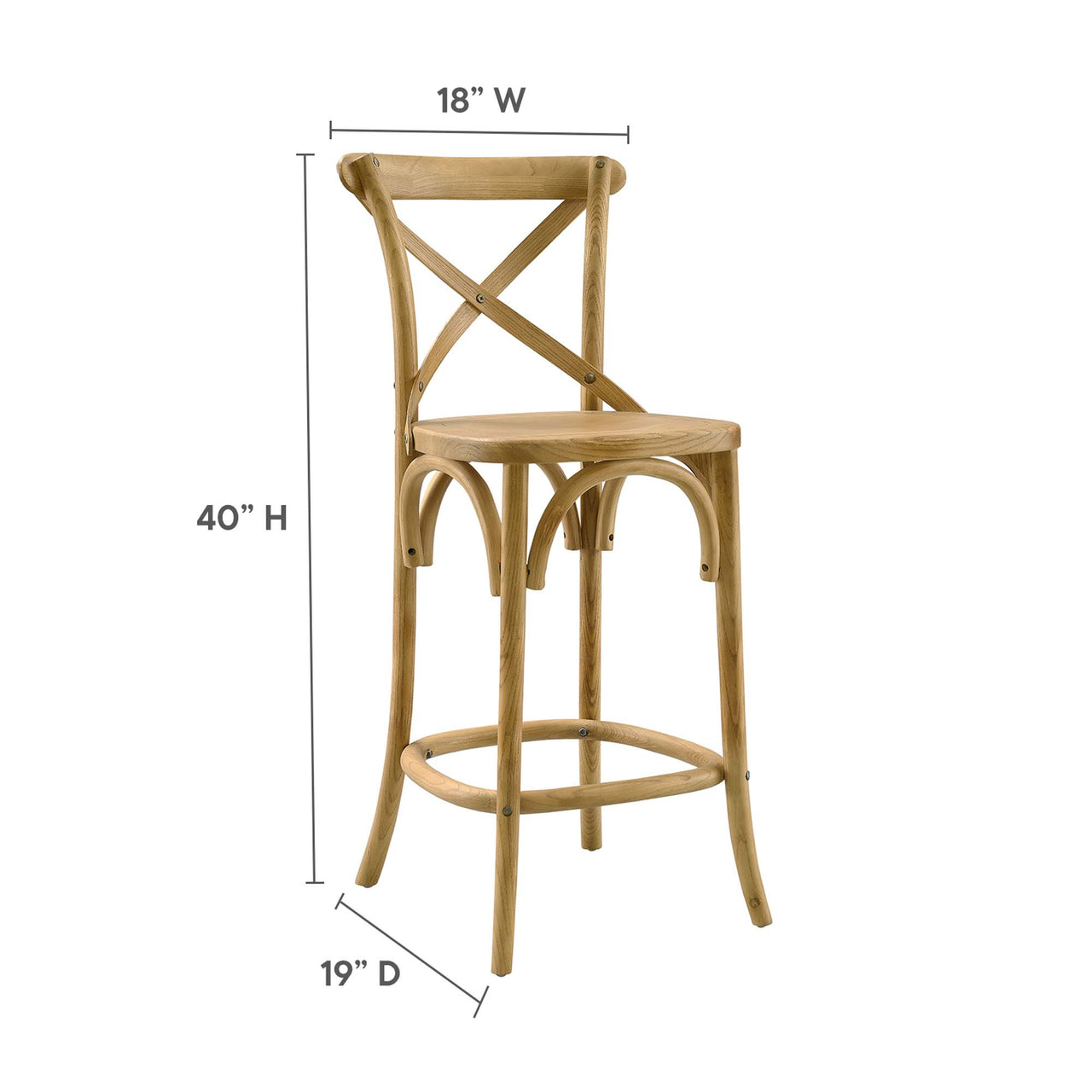 Countryside-Chic Counter Stool, Natural Wood