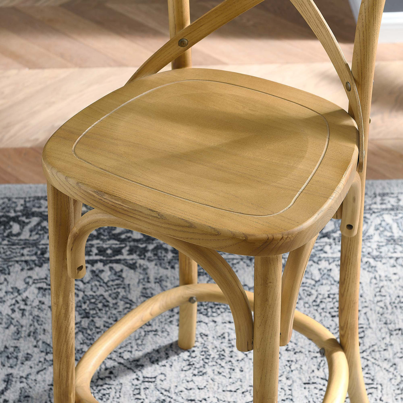 Countryside-Chic Counter Stool, Natural Wood