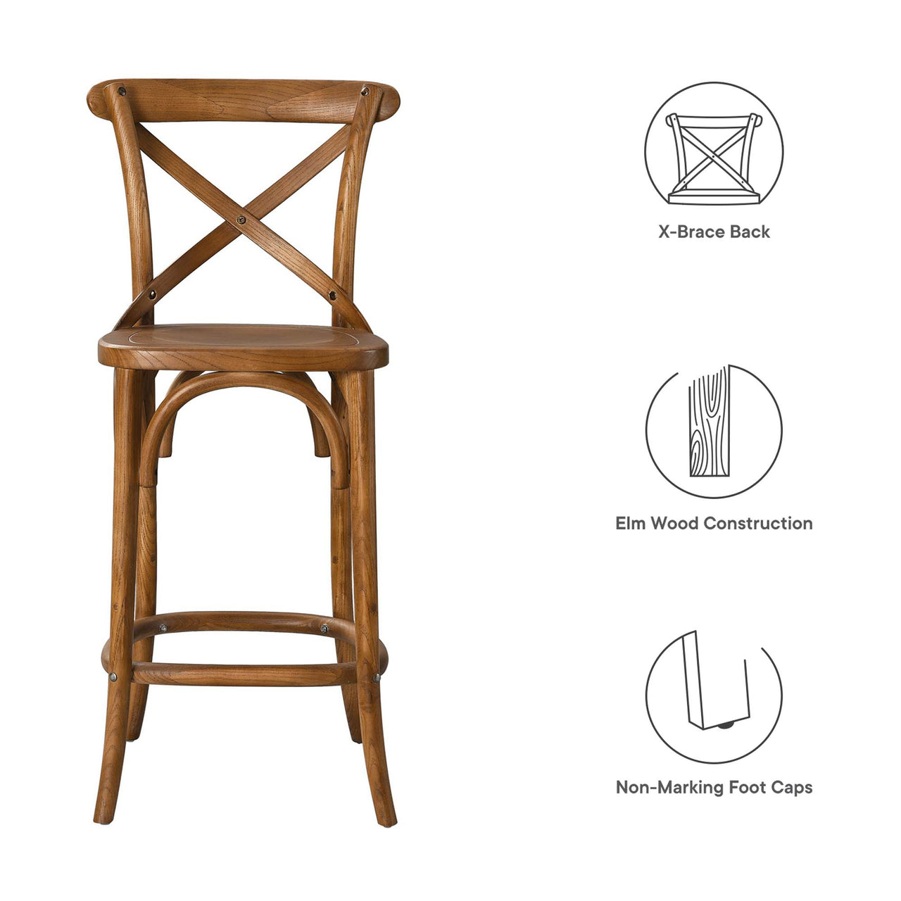 Countryside-Chic Counter Stool, Walnut