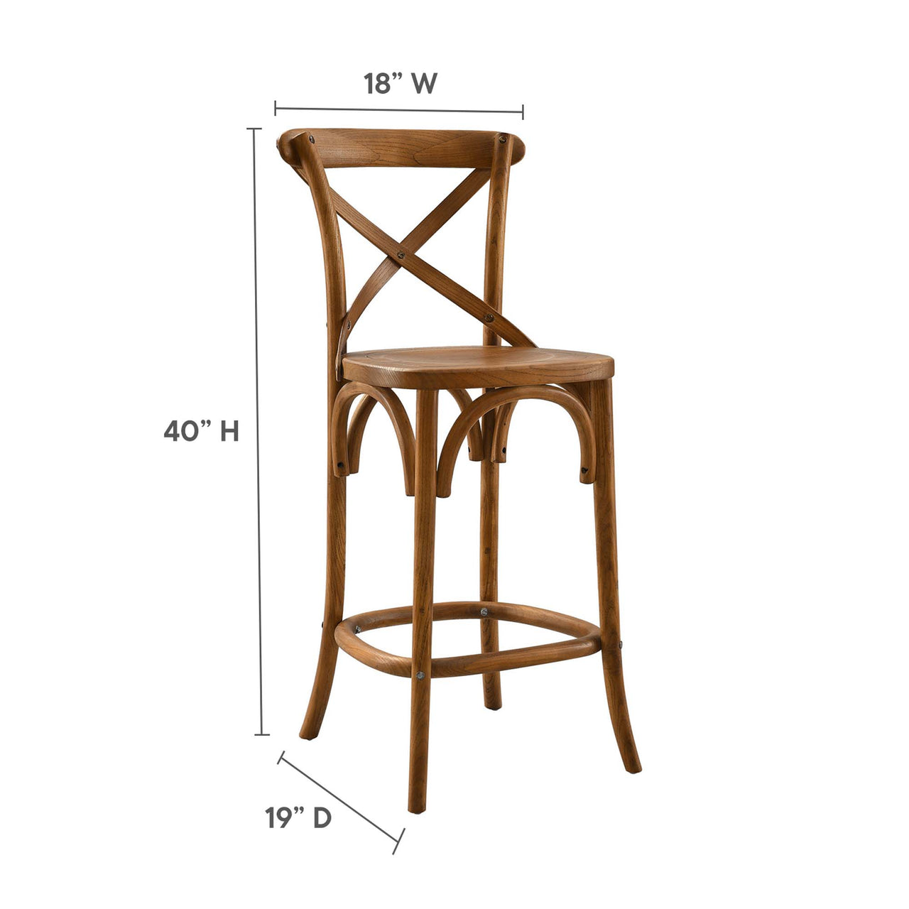 Countryside-Chic Counter Stool, Walnut