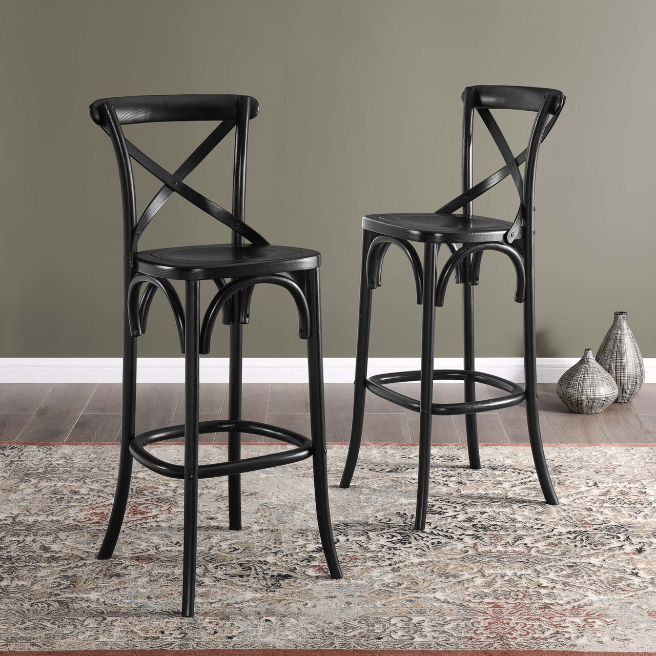Countryside-Chic Bar Stool, Black