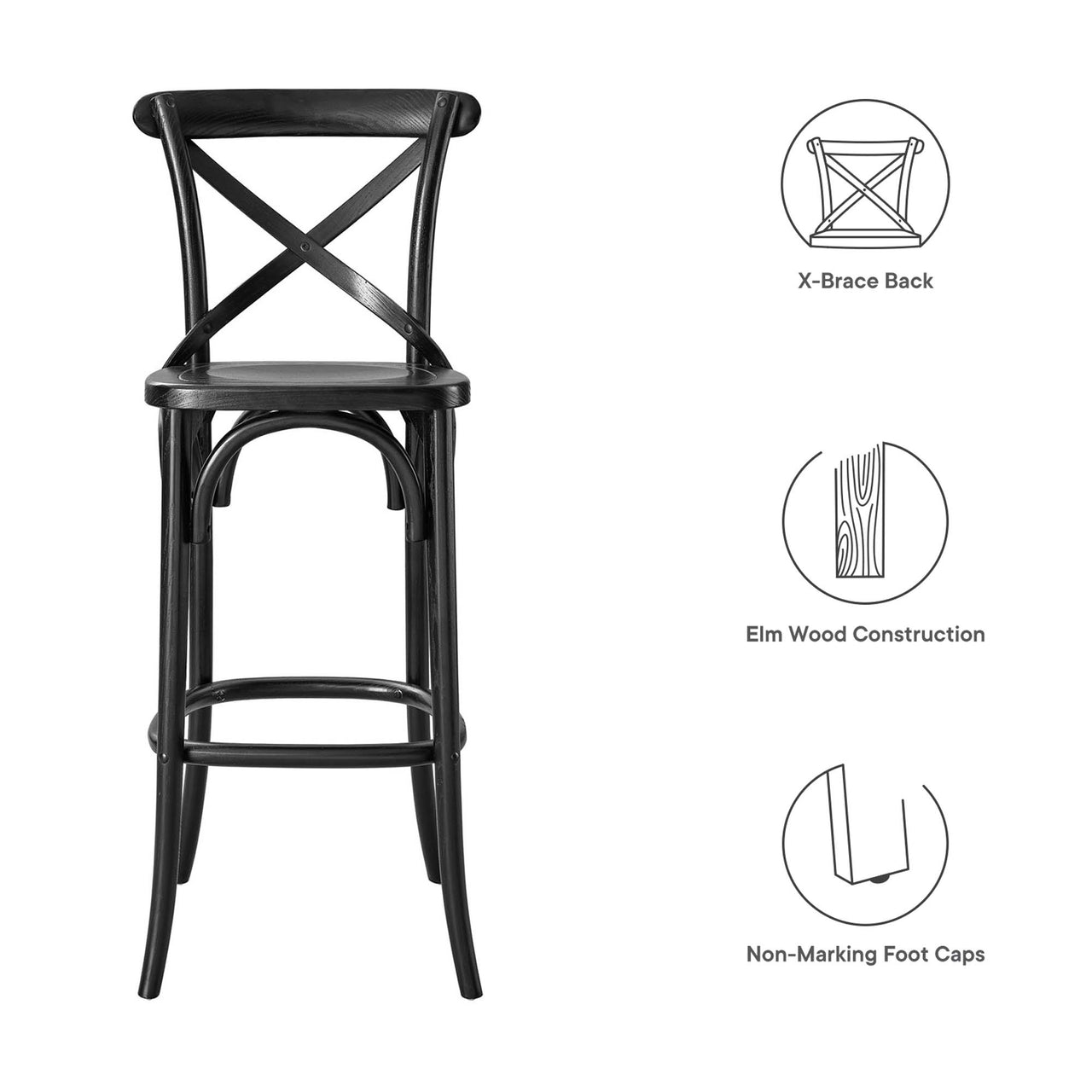 Countryside-Chic Bar Stool, Black