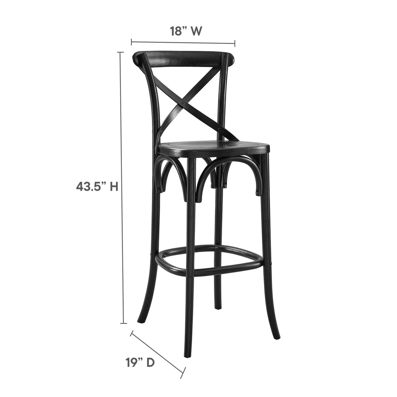 Countryside-Chic Bar Stool, Black