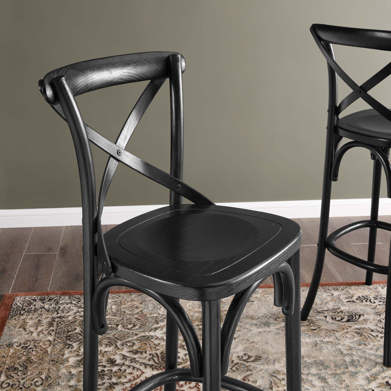 Countryside-Chic Bar Stool, Black