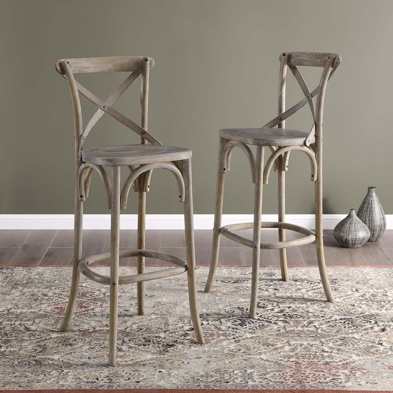 Countryside-Chic Bar Stool, Gray