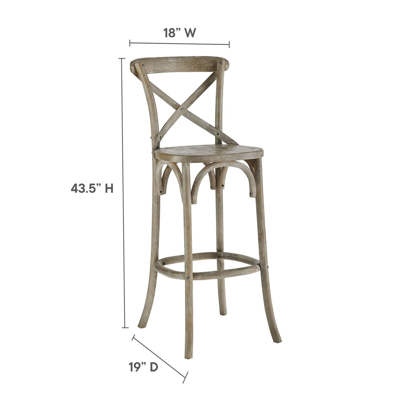 Countryside-Chic Bar Stool, Gray