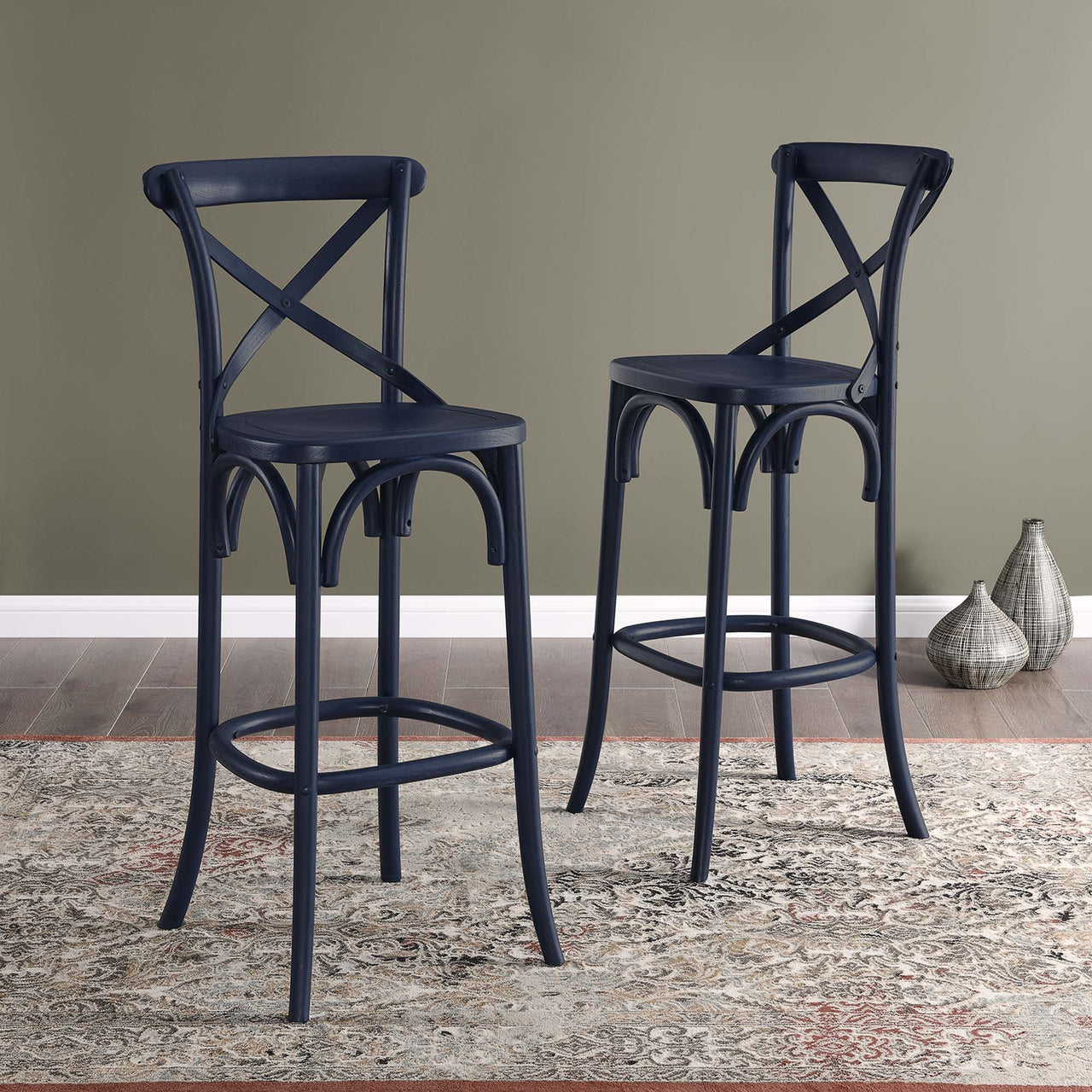 Countryside-Chic Bar Stool, Dark Blue