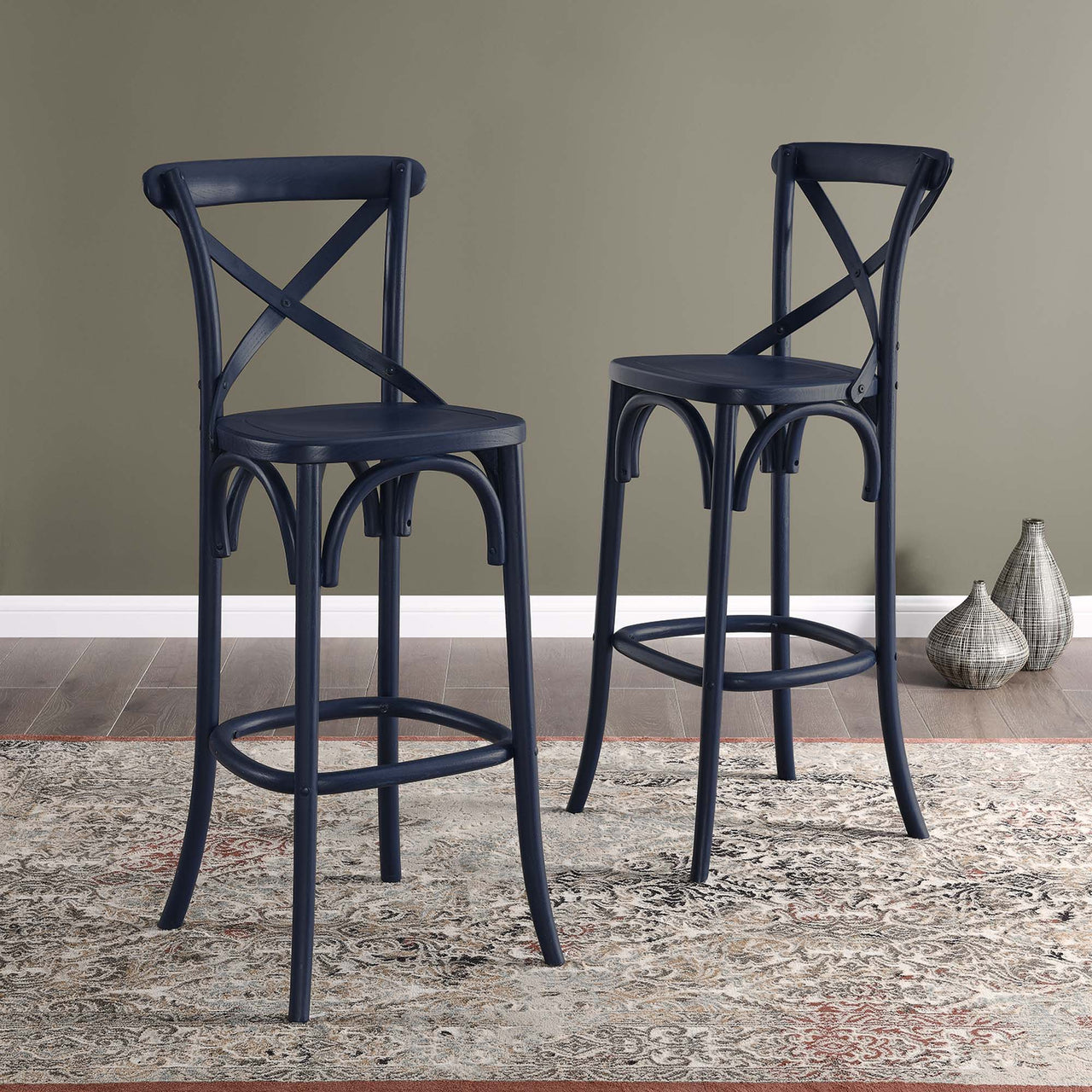 Countryside-Chic Bar Stool, Dark Blue
