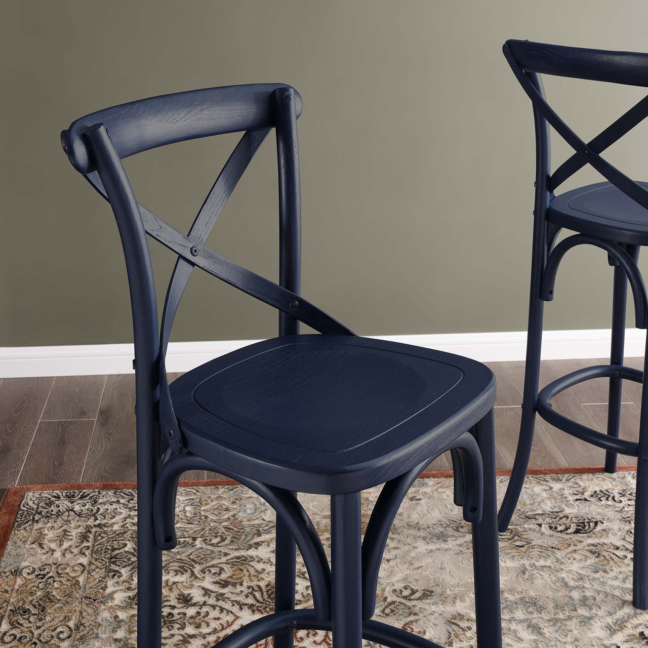 Countryside-Chic Bar Stool, Dark Blue