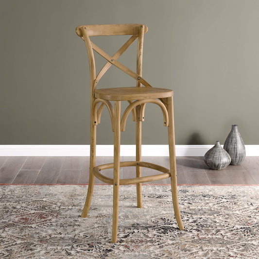 Countryside-Chic Bar Stool, Natural Wood