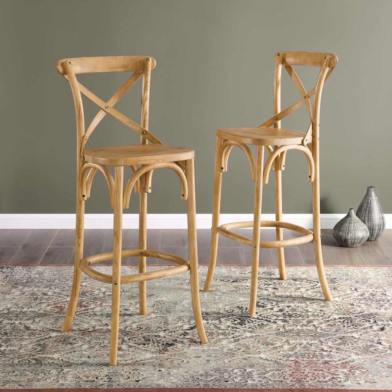 Countryside-Chic Bar Stool, Natural Wood