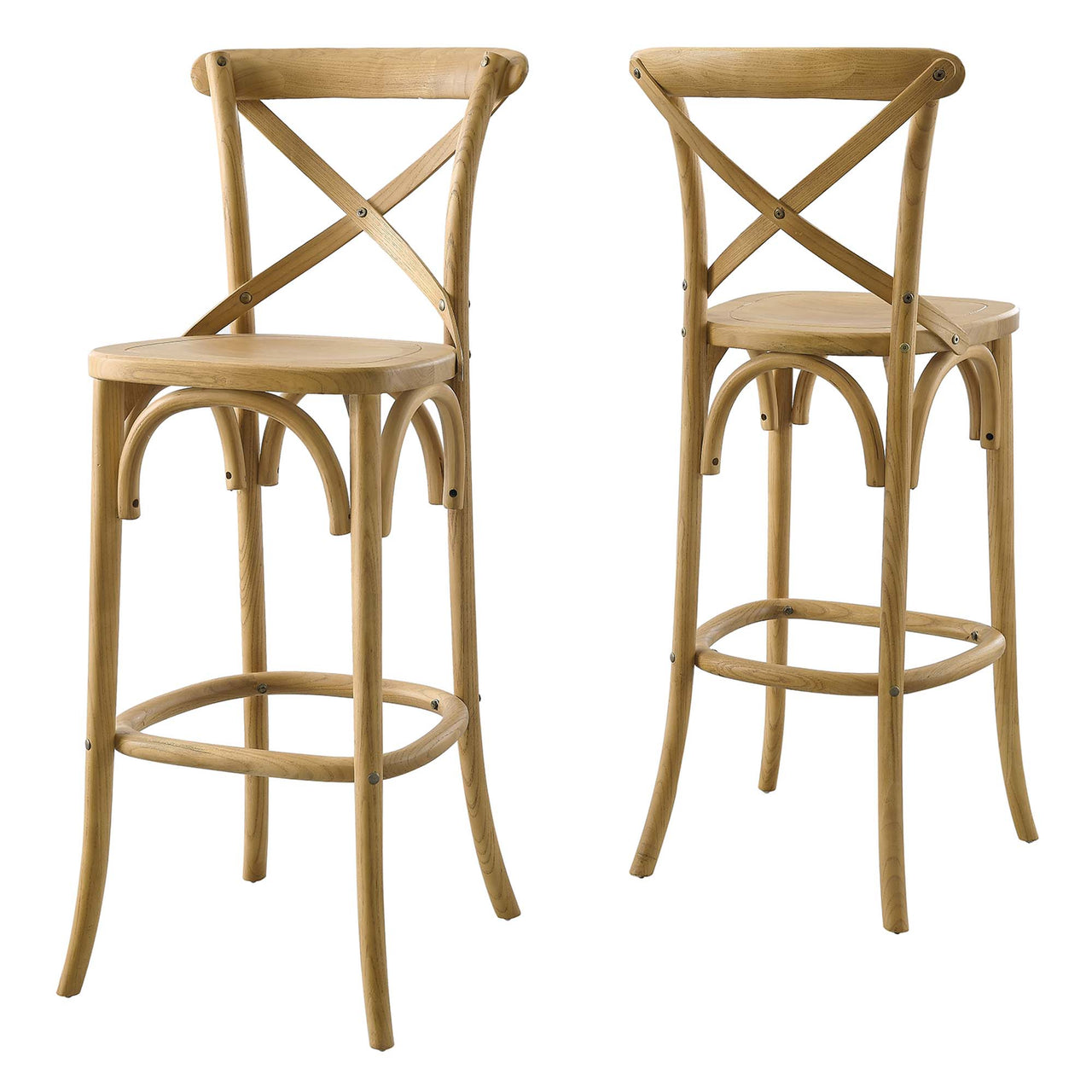 Countryside-Chic Bar Stool, Natural Wood