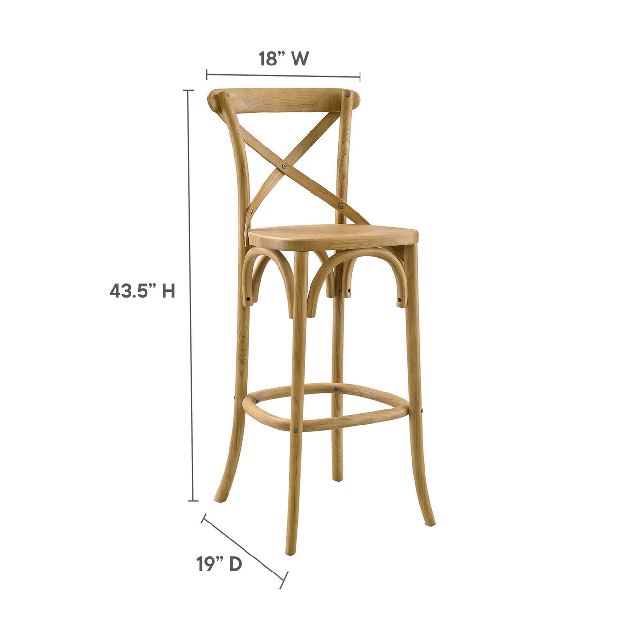 Countryside-Chic Bar Stool, Natural Wood