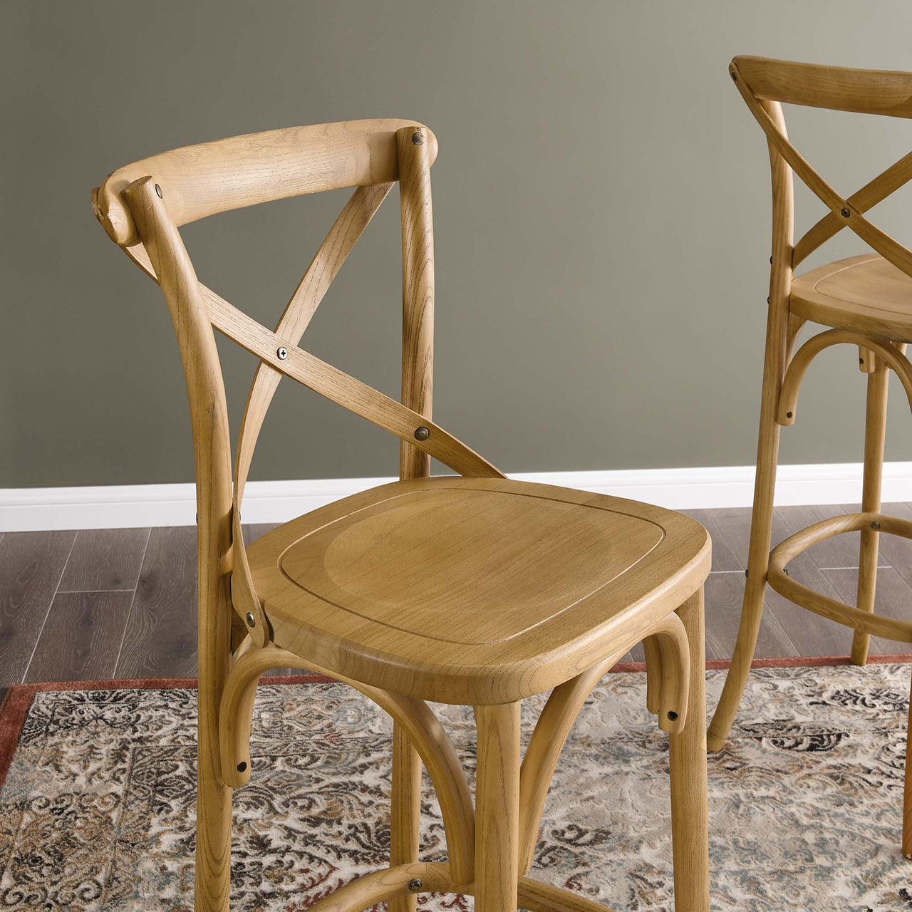Countryside-Chic Bar Stool, Natural Wood