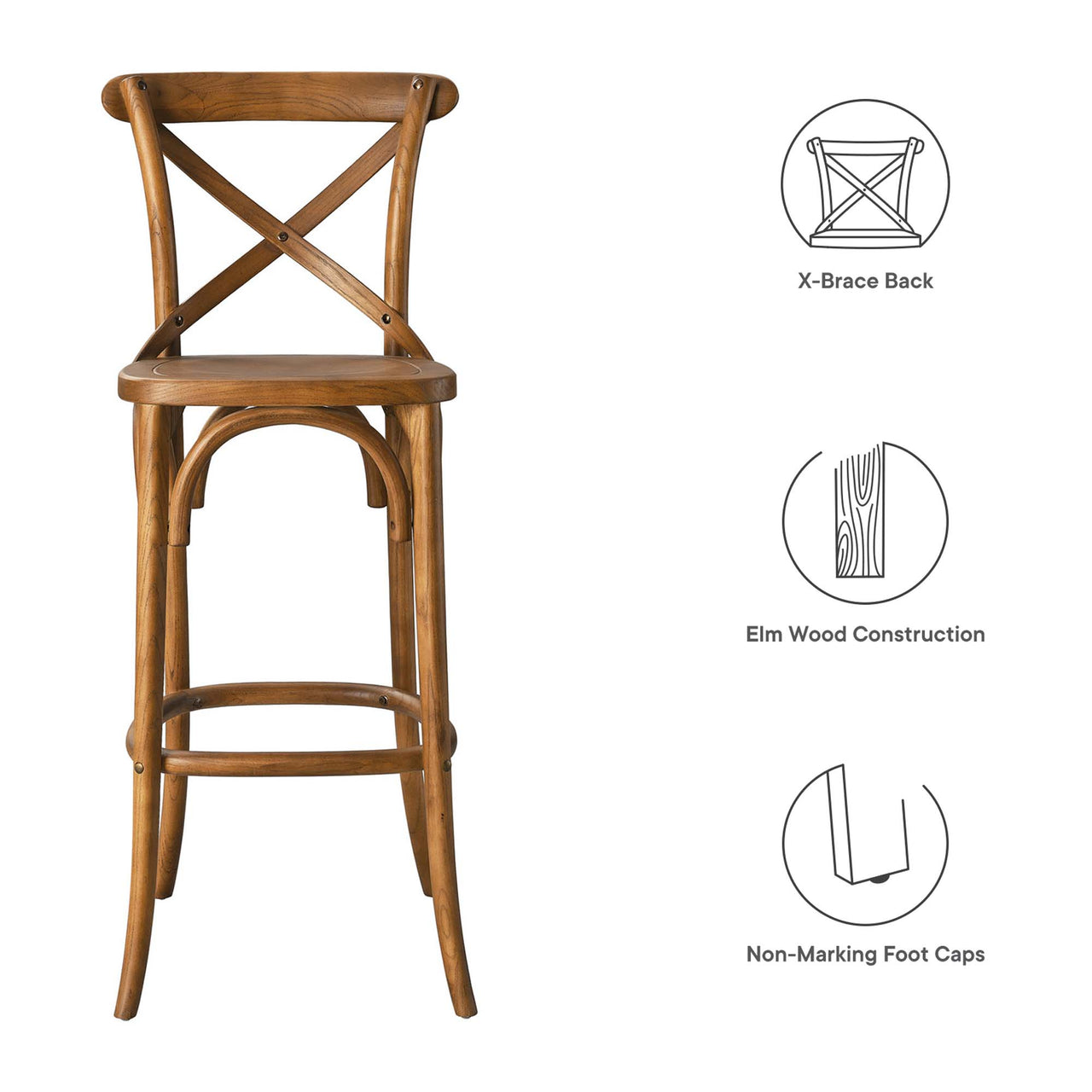 Countryside-Chic Bar Stool, Walnut