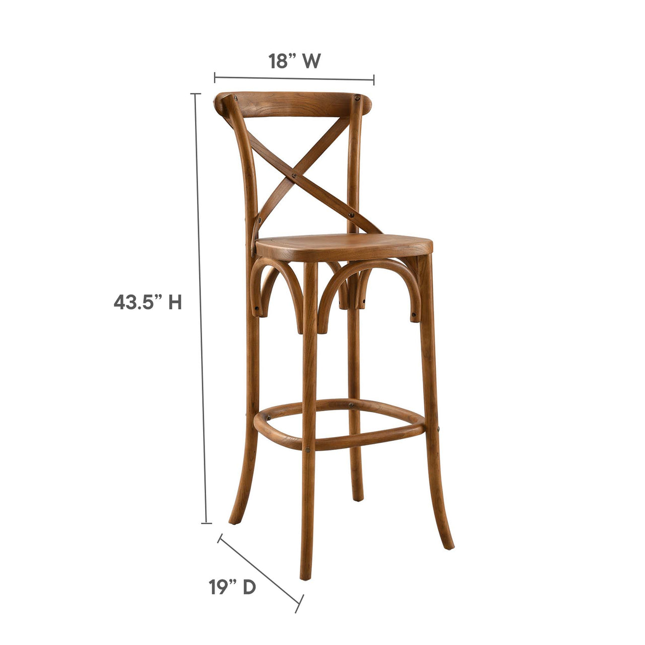 Countryside-Chic Bar Stool, Walnut
