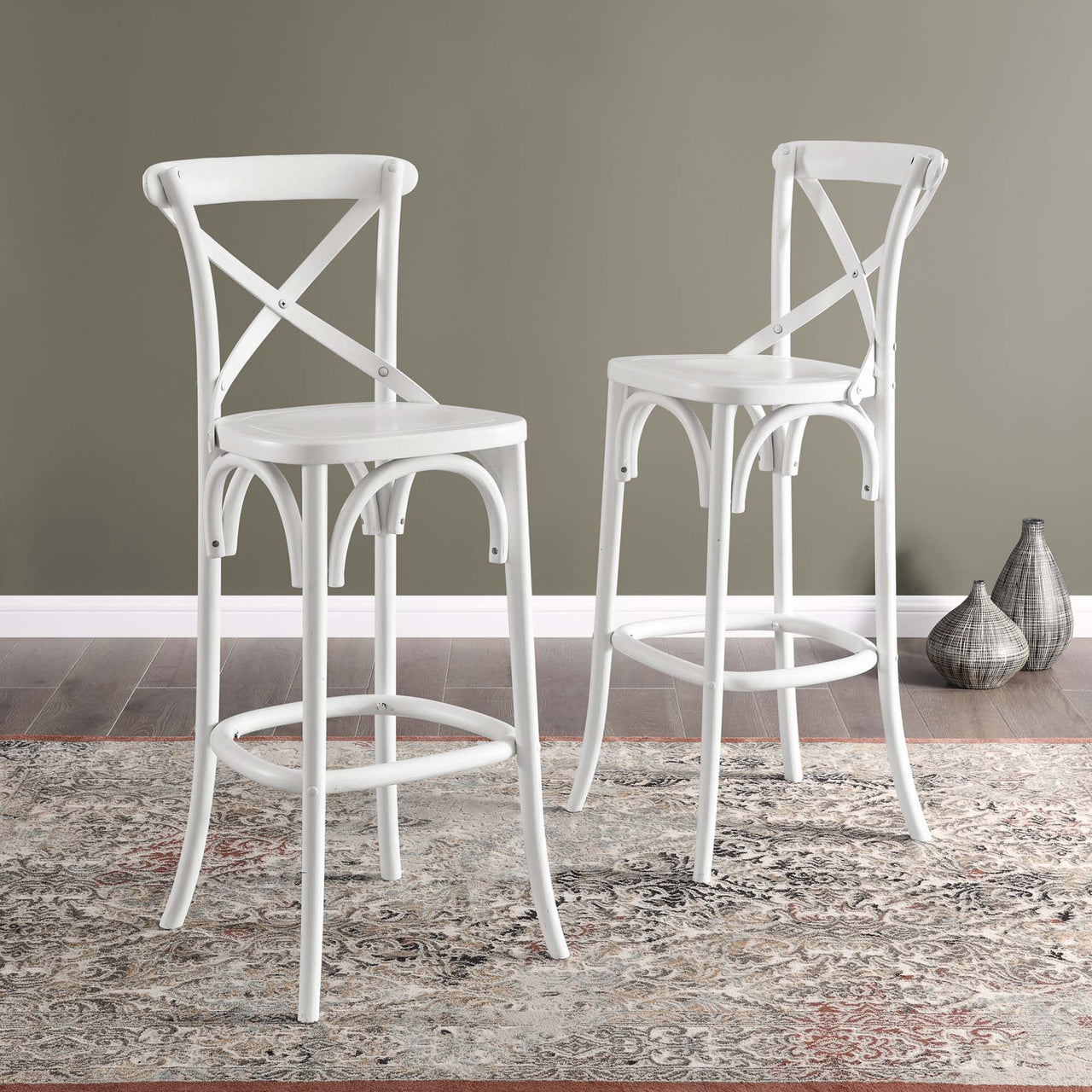 Countryside-Chic Bar Stool, White