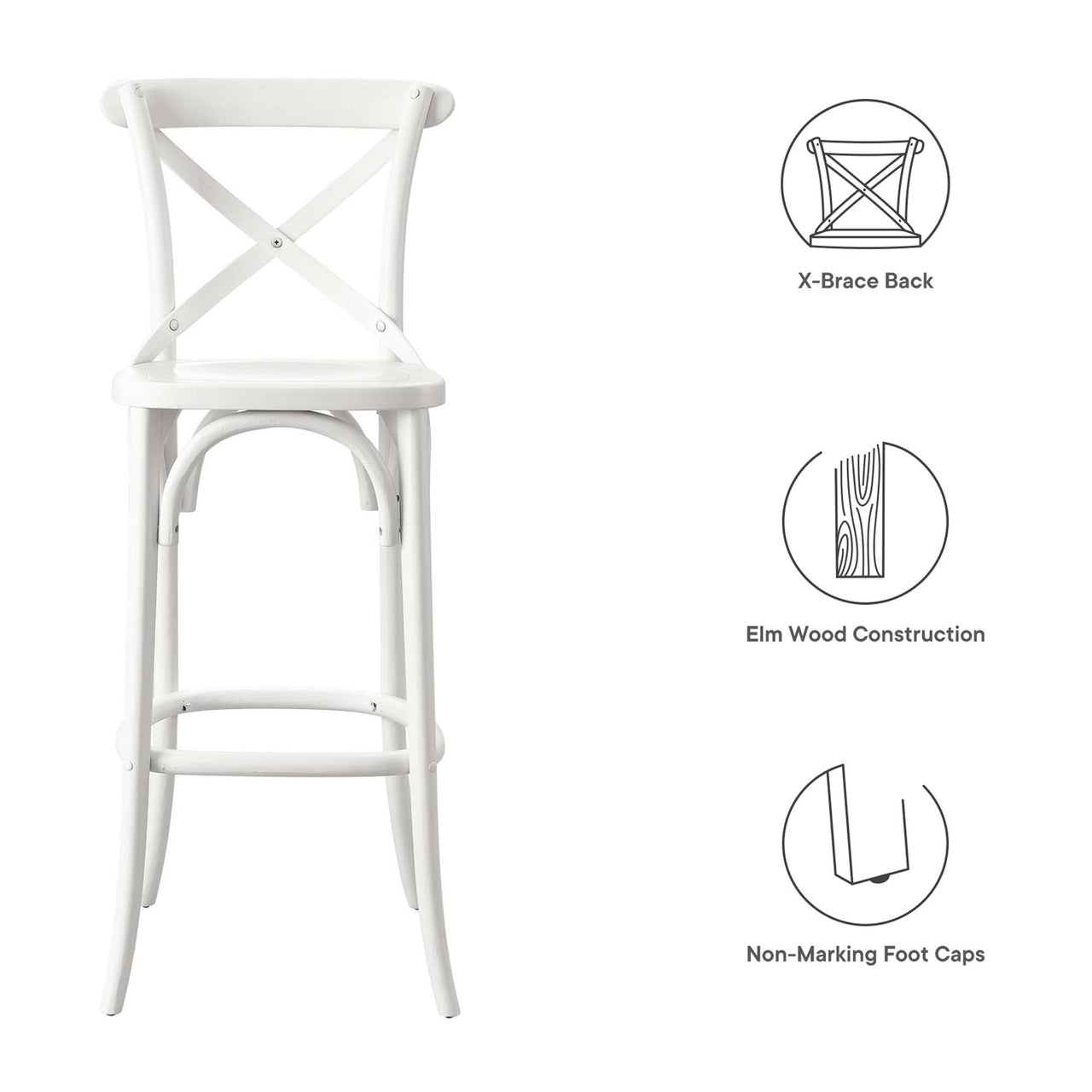 Countryside-Chic Bar Stool, White