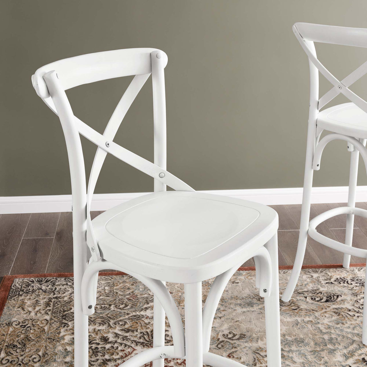 Countryside-Chic Bar Stool, White