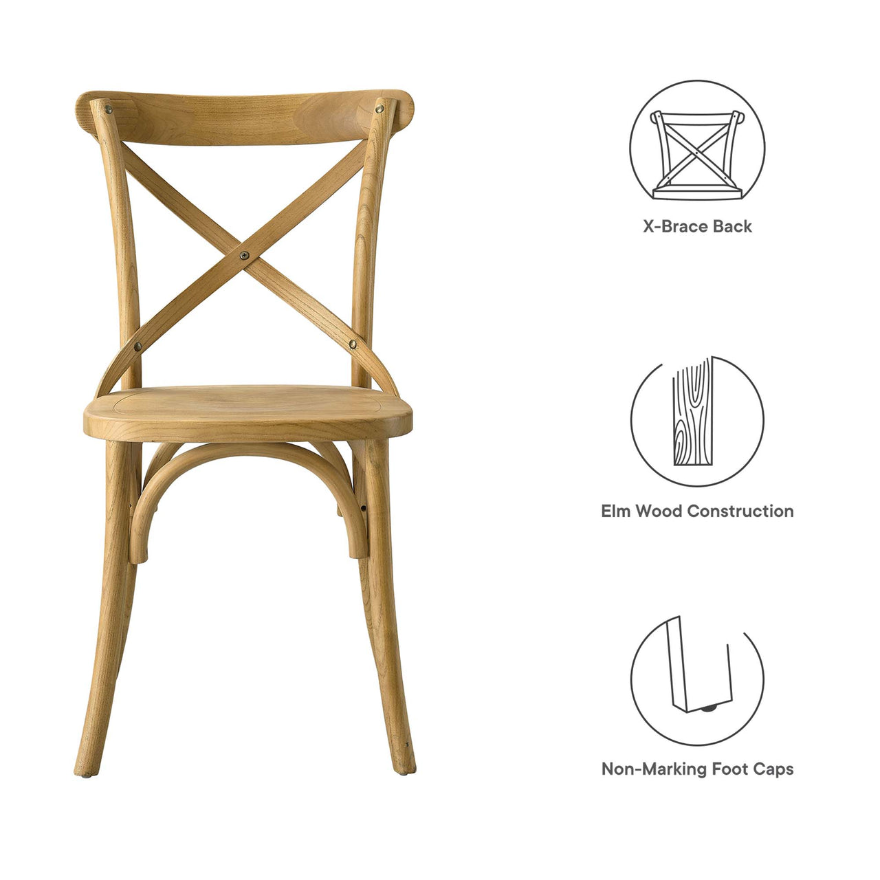 Countryside-Chic Dining Chair, Natural Wood