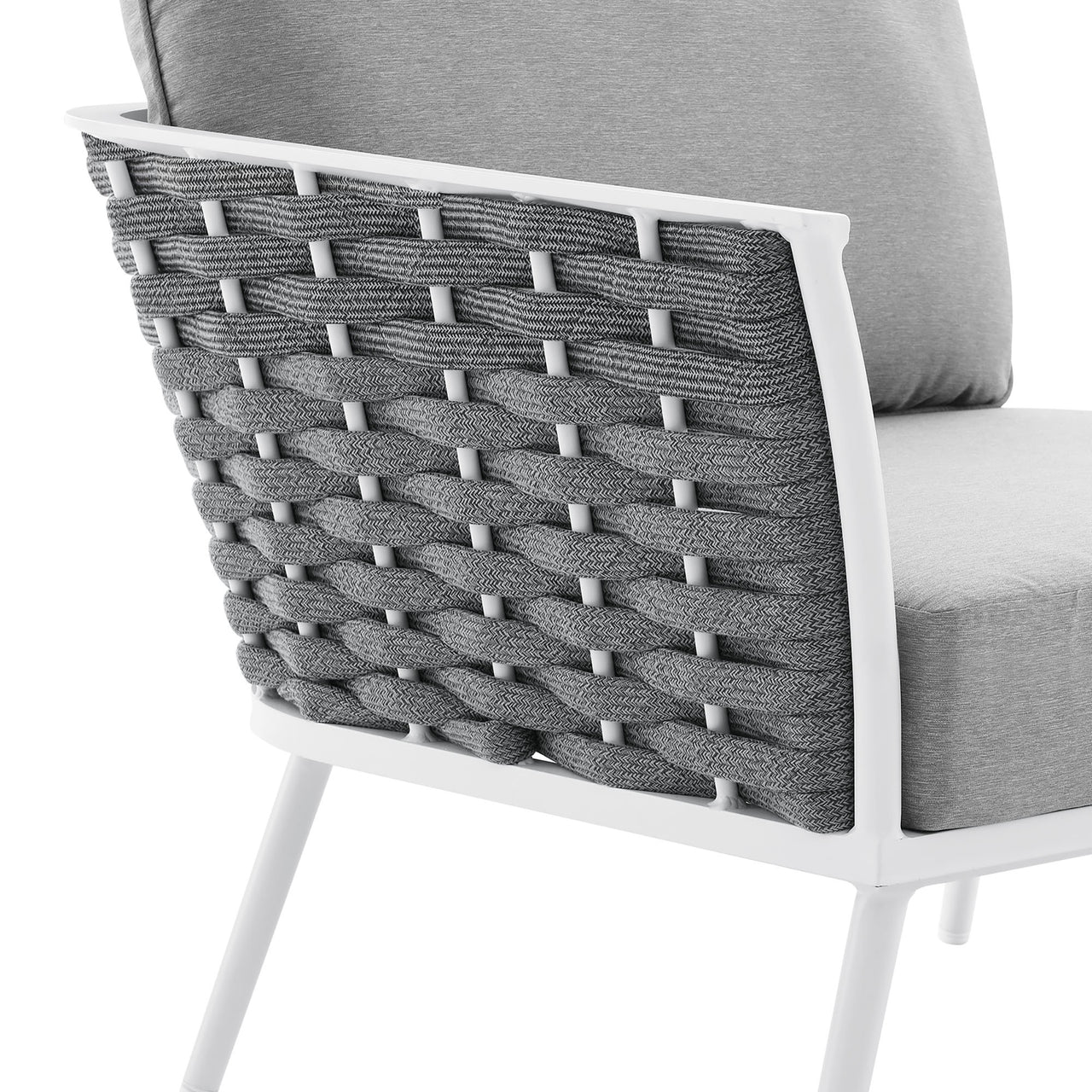 Stellan Alfresco Left-Facing Armchair | Outdoor Modular Sectional Component, White & Gray