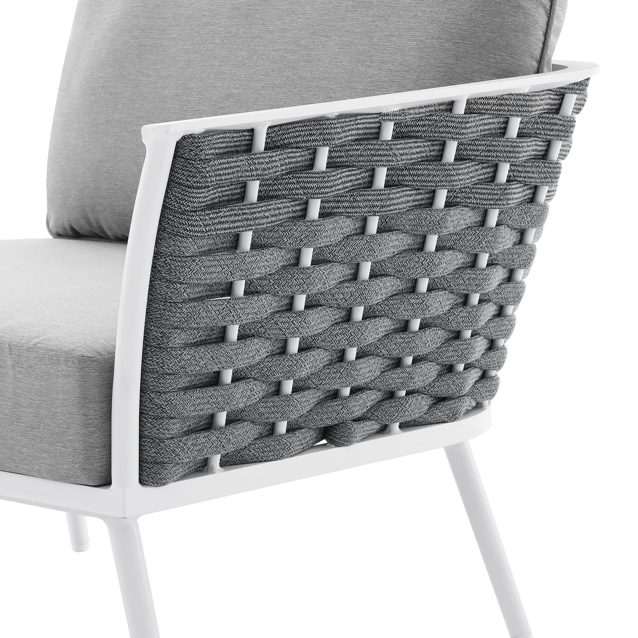 Stellan Alfresco Right-Facing Armchair | Outdoor Modular Sectional Component, White & Gray