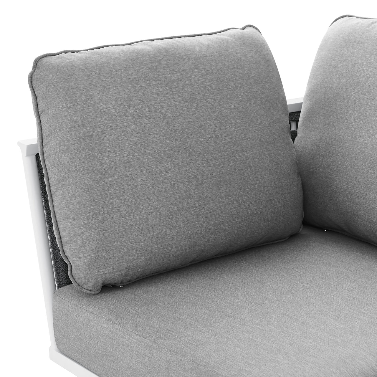 Stellan Alfresco Corner Chair | Outdoor Modular Sectional Component, White & Gray