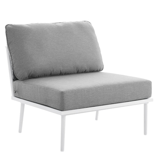 Stellan Alfresco Armless Chair | Outdoor Modular Sectional Component, White & Gray