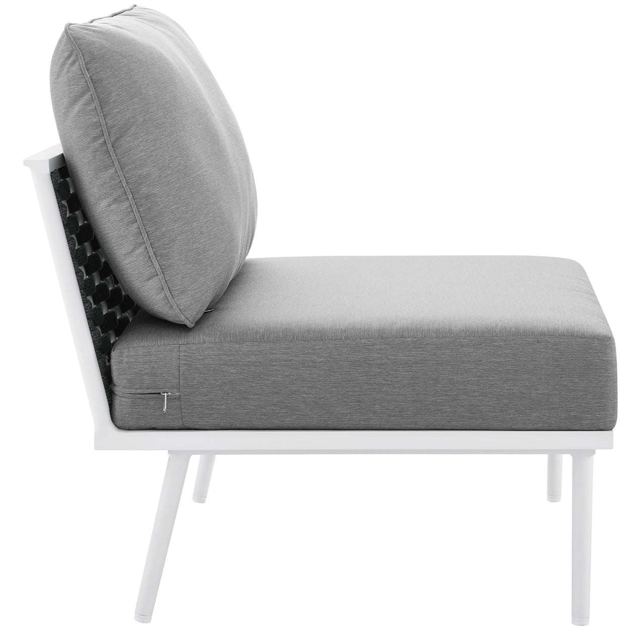 Stellan Alfresco Armless Chair | Outdoor Modular Sectional Component, White & Gray