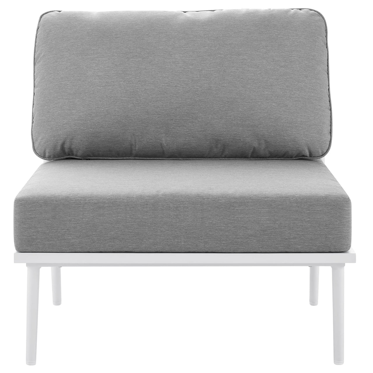 Stellan Alfresco Armless Chair | Outdoor Modular Sectional Component, White & Gray