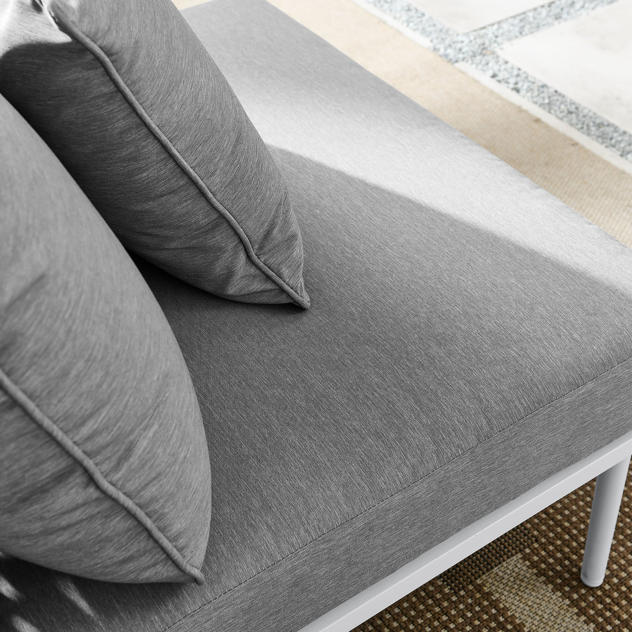 Stellan Alfresco Armless Chair | Outdoor Modular Sectional Component, White & Gray