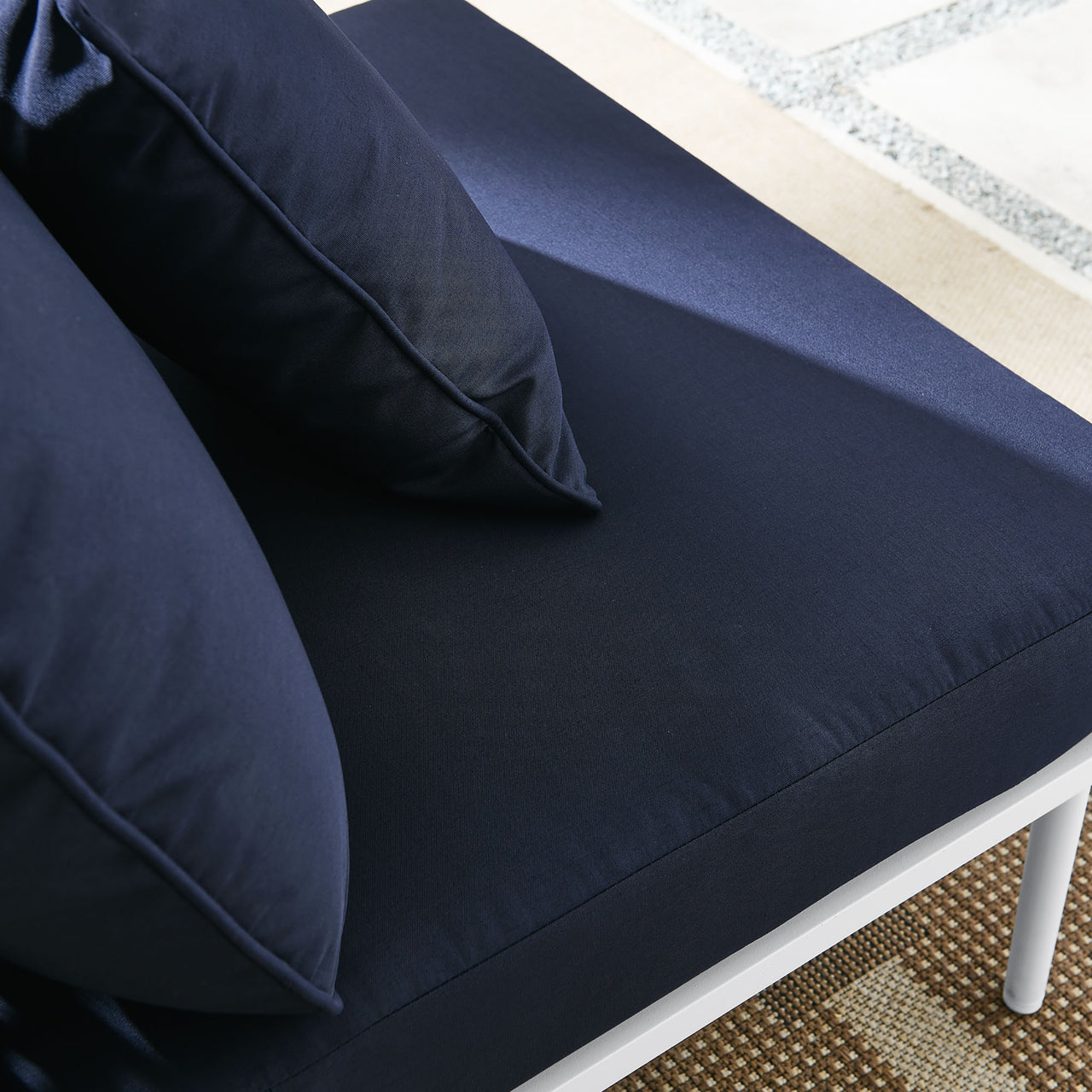 Stellan Alfresco Armless Chair | Outdoor Modular Sectional Component, White & Navy