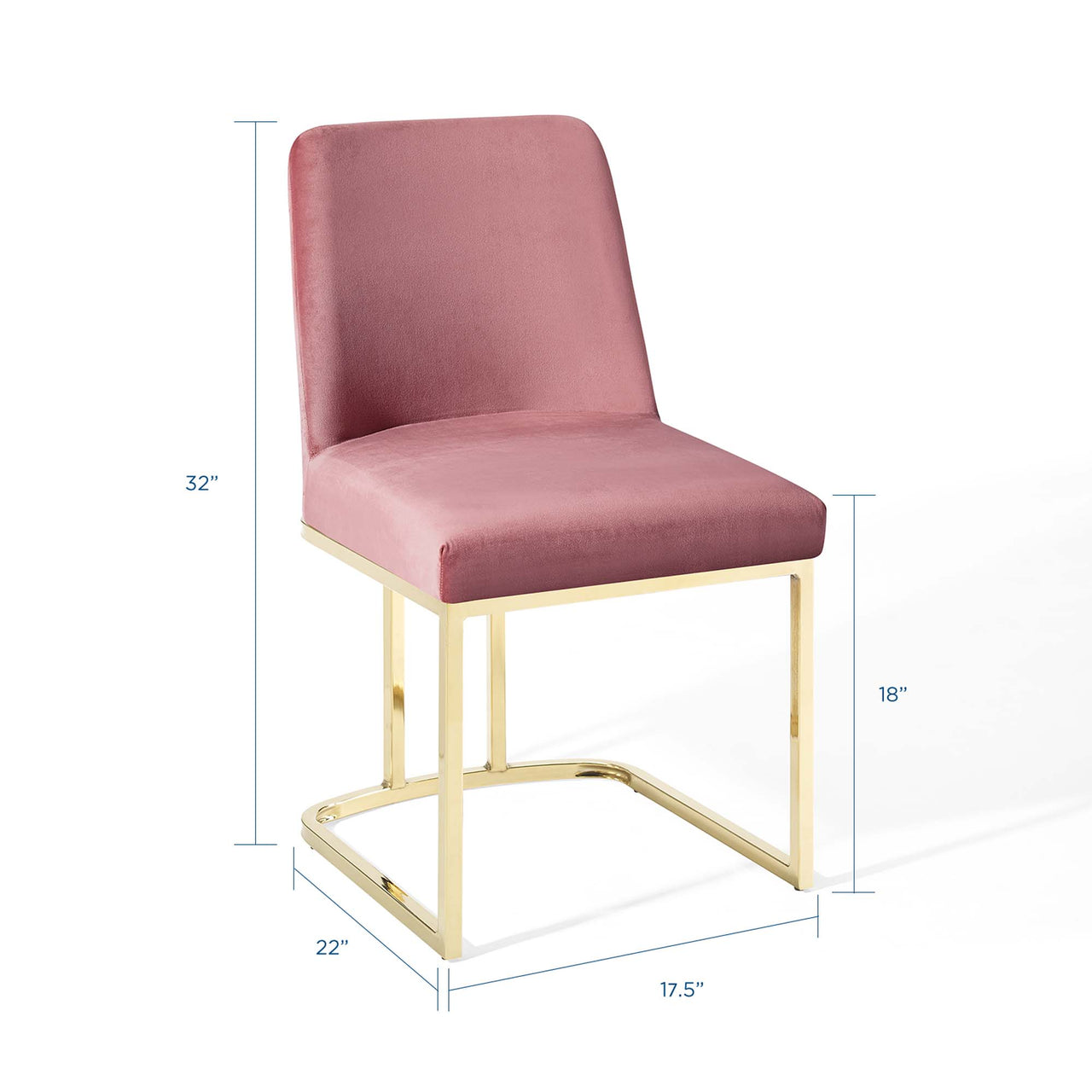Auralis Velvet Dining Chair Set of 2, Gold & Dusty Rose