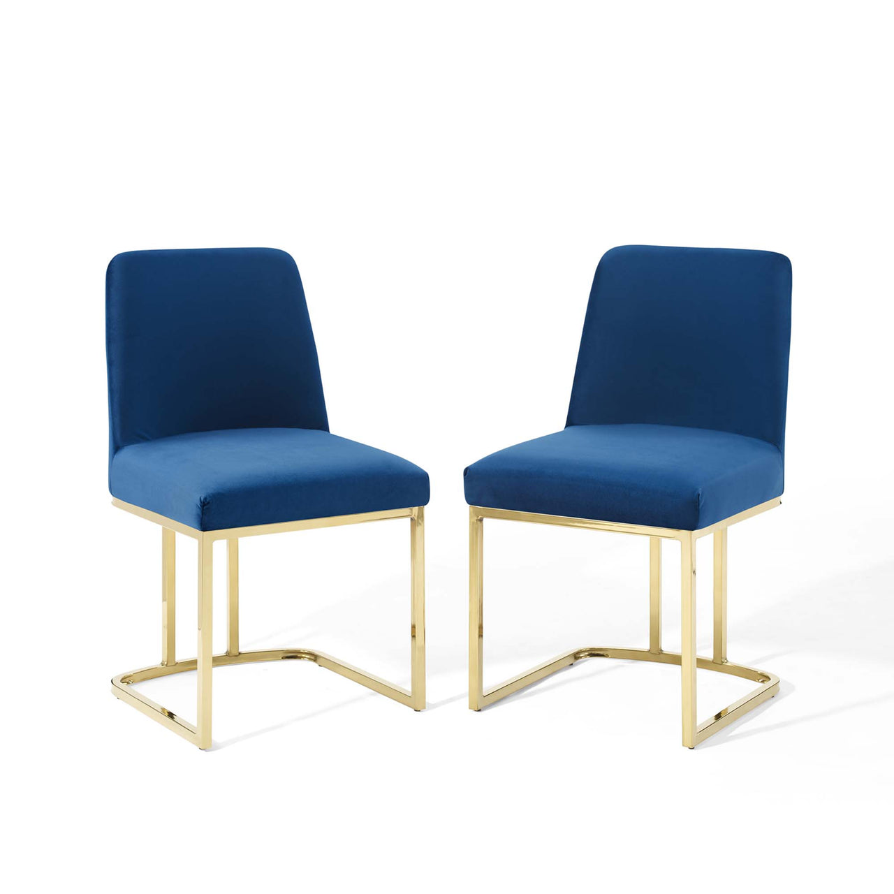 Auralis Velvet Dining Chair Set of 2, Gold & Navy