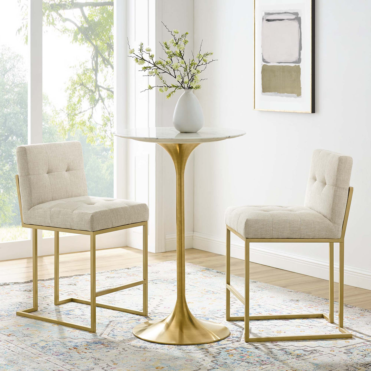Circuit Upholstered Counter Stool Set of 2, Beige