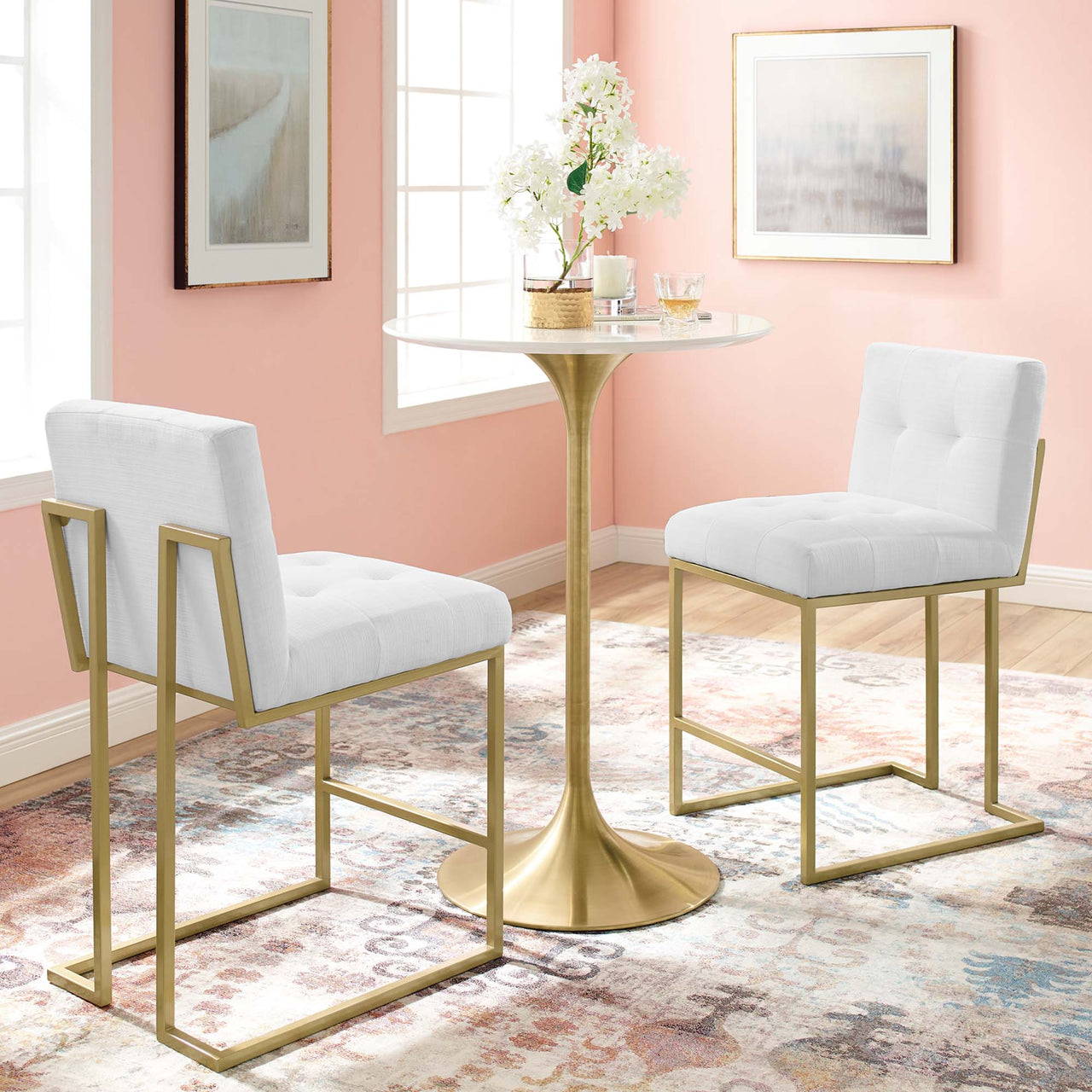 Circuit Upholstered Counter Stool Set of 2, White