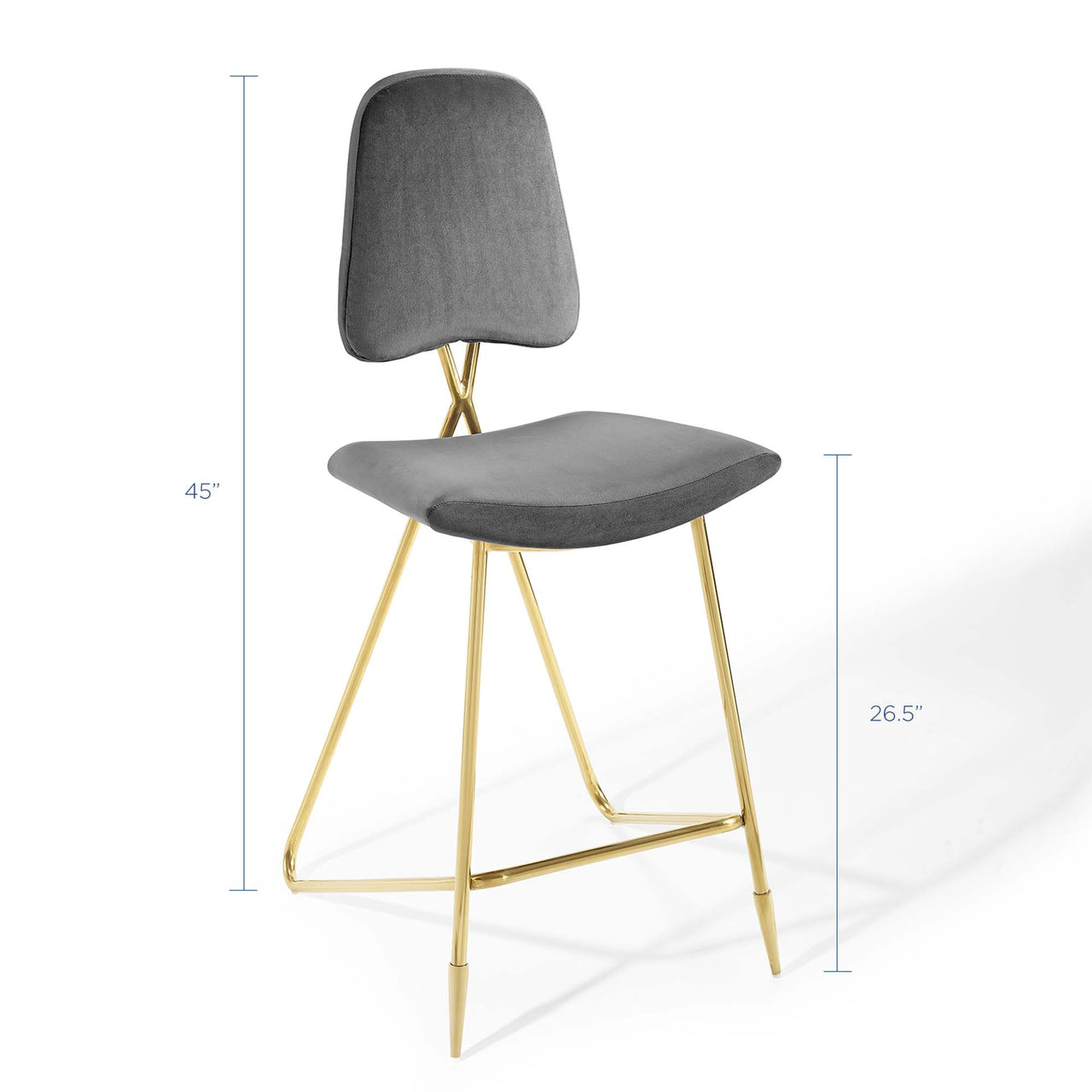 Direction Velvet Bar Stool Set of 2, Gray