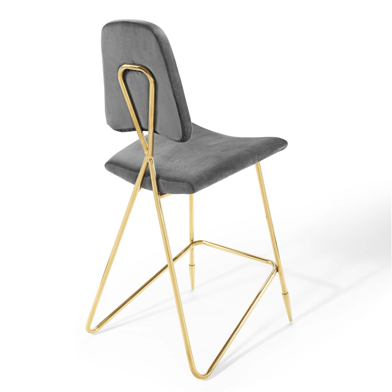 Direction Velvet Bar Stool Set of 2, Gray
