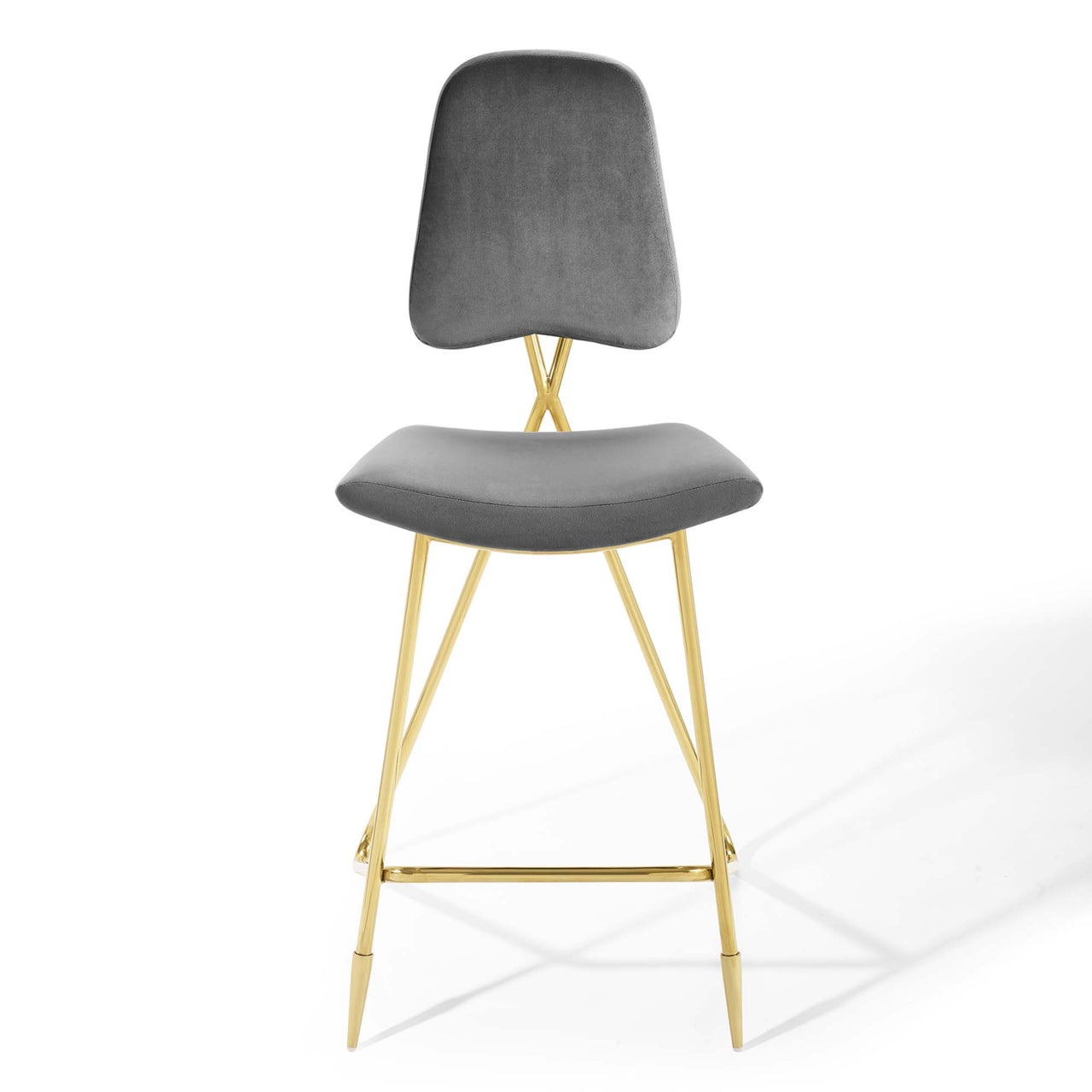 Direction Velvet Bar Stool Set of 2, Gray